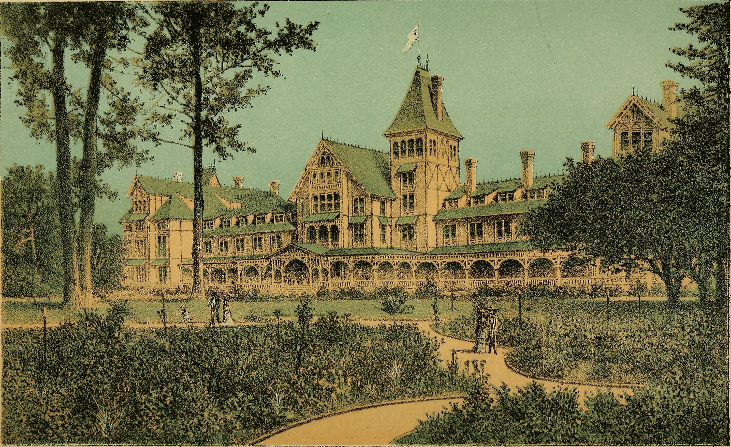 Del Monte Hotel in 1883 postcard