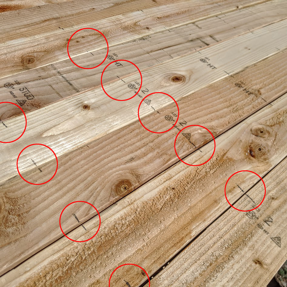 Rustic 2x4 table top marking