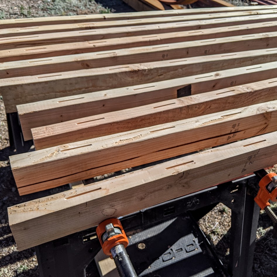 Rustic 2x4 table top biscuit cuts