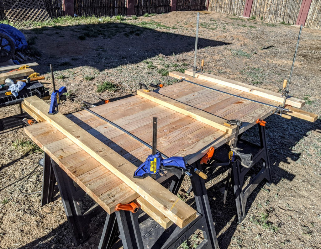 Rustic 2x4 Table - top glue-up