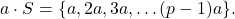 \[ a \cdot S = \{ a, 2a, 3a, \ldots (p-1)a \}.\]