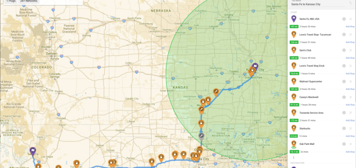 Plugshare Trip Planner